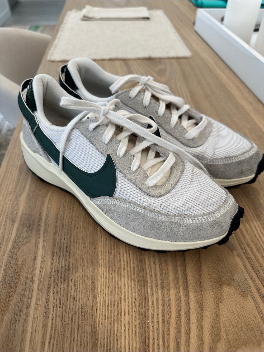 Nike Women’s Waffle Retro Runner Sneakers in White & Green
